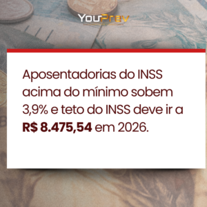 Reajuste do INSS: aposentadorias acima do mínimo sobem 3,9% e teto vai a R$ 8.475,54 em 2026